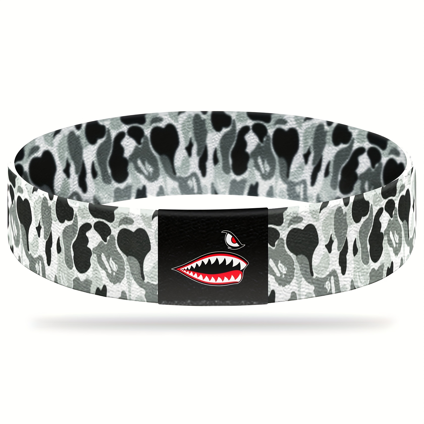 Shark Camo Print Wristband Elastic Polyester Vintage Style 1pc